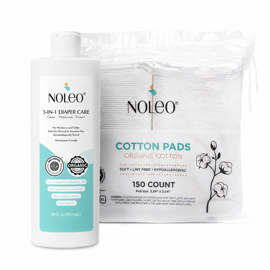 NOLEO Duo: 3-in-1 Diaper Care & Large Cotton Pads