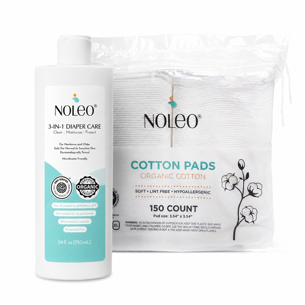 NOLEO Duo: 3-in-1 Diaper Care & Large Cotton Pads